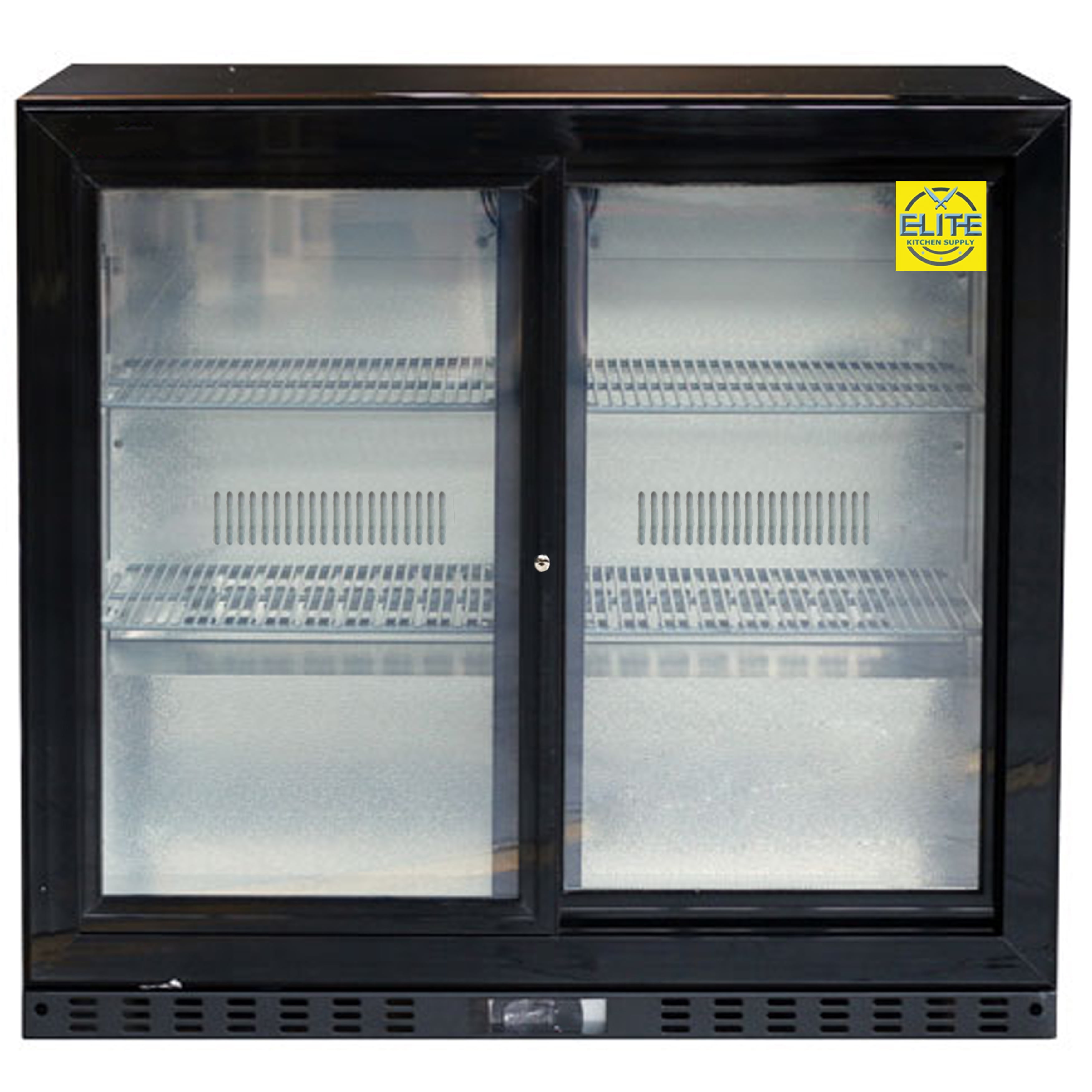 35 in. Merchandiser Back Bar Beverage Cooler with Sliding Door 7.4 Cu. Ft. Beer Cooler 110V