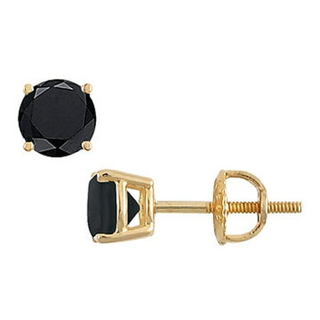 14k Yellow Gold Round Black Diamond Stud Earrings 3 00 Ct Tw 14k Yellow Gold Round Black Diamond Stud Earrings 3 00 Ct Tw