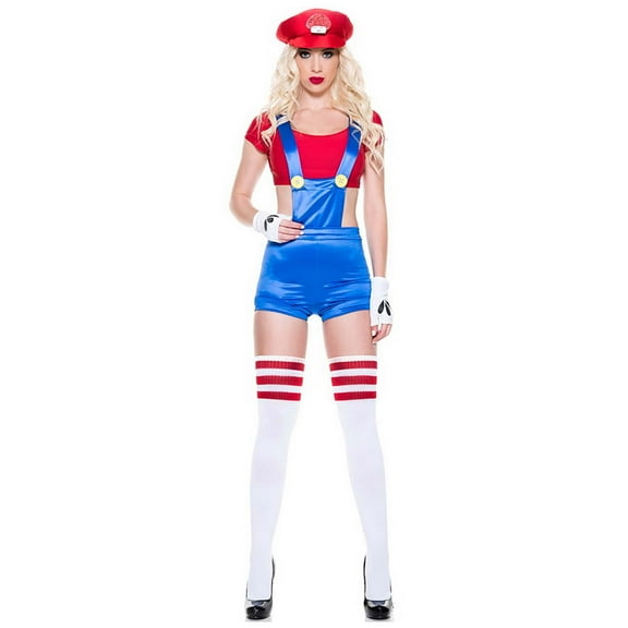 Music Legs Women's Sassy Red Plumber Costume 70995-RED-ML