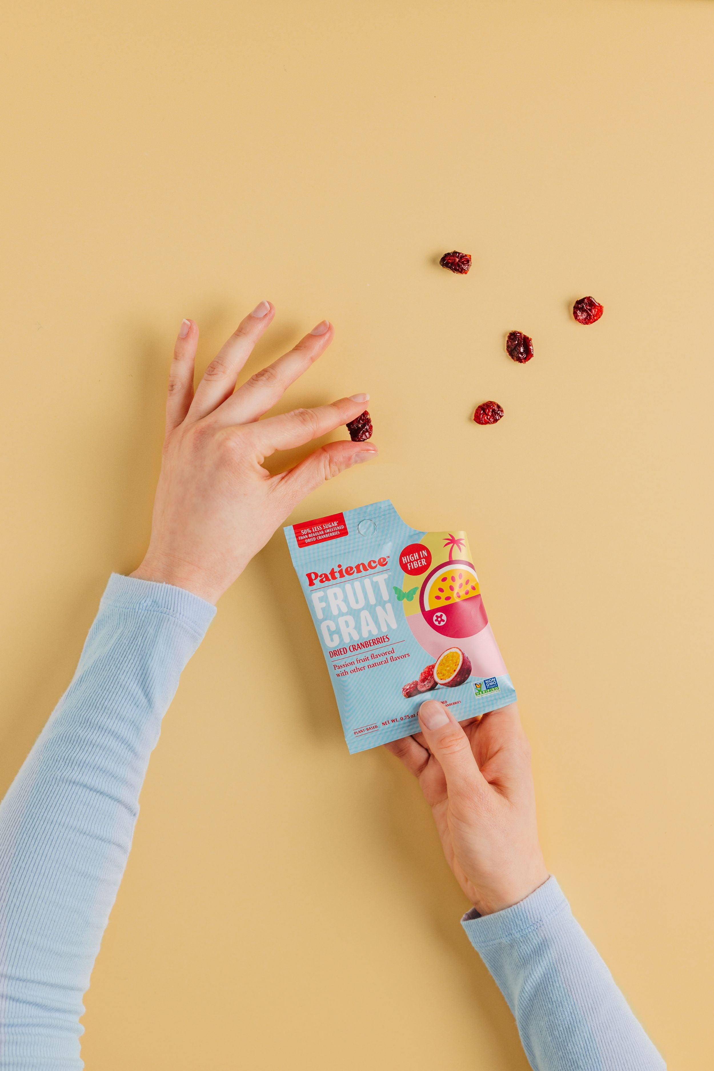 (3 pack) Patience FruitCran Dried Cranberries, Passion Fruit Flavor, .75 oz, 5 Count