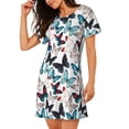 thumbnail image 2 of Fotbe Butterfly Bata de Dormir para Mujer con Estampado, Camisón de Algodón de Manga Corta, Ropa de Dormir Casual, 2 of 6