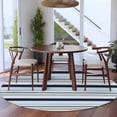 thumbnail image 3 of Round Rug 7Ft Washable Non-Slip, Navy Blue Gray Striped Circle Area Rugs for Living Room Bedroom, Farmhouse Stripes Modern Abstract Art Indoor Floor Mats Carpet Runner for Home Decor Aesthetic, 3 of 8