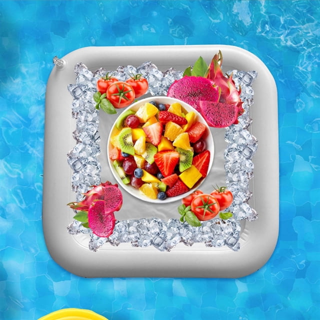 Inflatable Ice Bar Square Drink Tray Table Tennis Dredge Ice Bucket for Summer Pool Parties and Outdoor