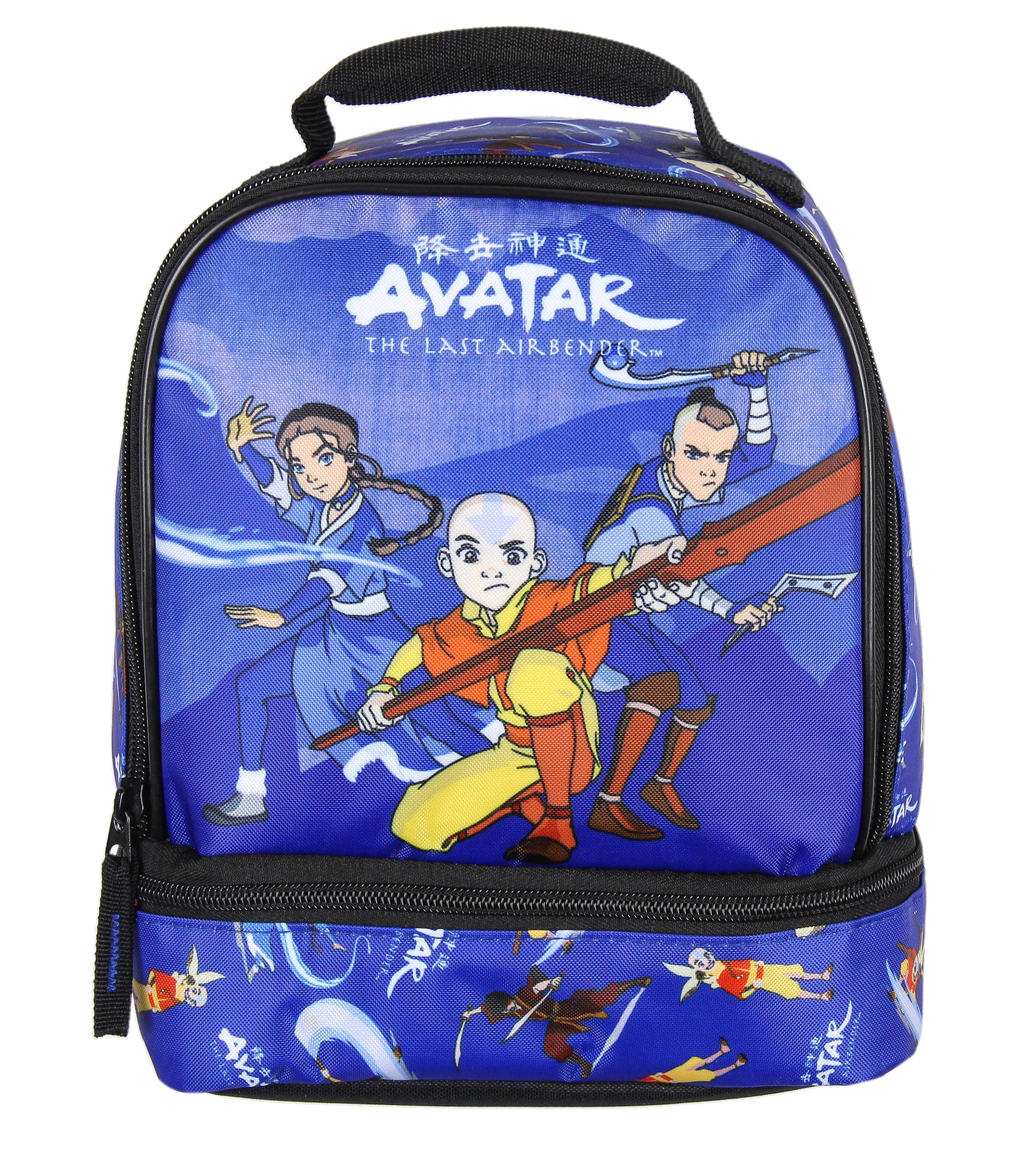 Nickelodeon Avatar The Last Airbender Character Aang Katara Sokka Zuko Cartoon Dual Compartment Lunch Box Bag 9"