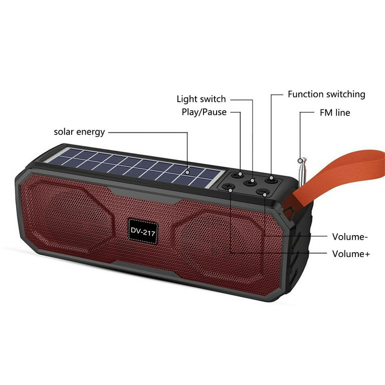 Bkfydls Smart Wear,Solar Bluetooth Speaker Portable Outdoor Bluetooth Speaker with Multifunctional Outdoor FlashlightStereo Sound with Bass Home