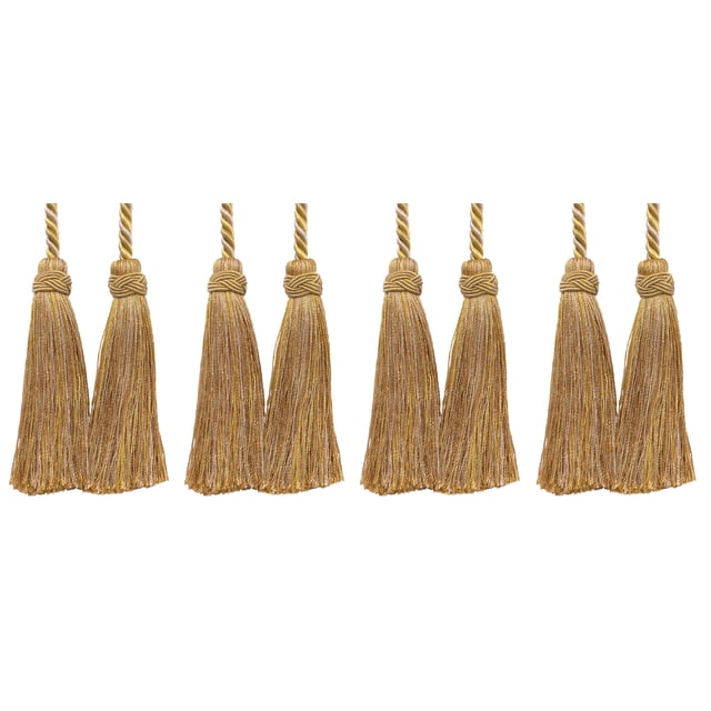 Imperial Collection Double Tassel Curtain and Drapery Tieback / Holdback, 4" Tassel (10cm), 26" Spread (66cm) # ICT,, Rustic Gold #4975 (Light Gold, Beige Gold, Yellow Gold) Set of 4