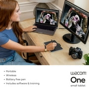 Wacom One Small Bluetooth Graphics Drawing Tablet, 7.4 x 5.6 inch; Compatible with Chromebook, Mac, Windows and Android for Digital Art, Photo Editing, Design; Includes Creative Software and Training