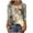 Khaki, variant on Charella 3/4 Sleeve Tops for Women Summer Dressy Casual Button down Crew Neck Shirts Floral Printed Loose Fit Tunic Blouses (2XL, Khaki)