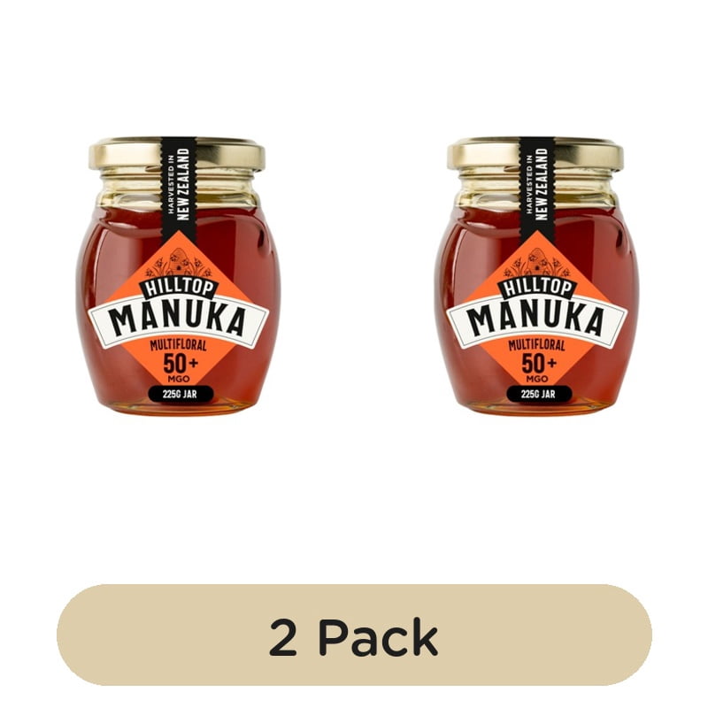 Hilltop Honey Manuka MGO50+ Honey 225g, British Import (Pack of 2)