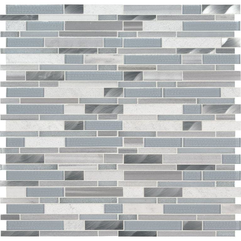 Hematite Squares Grey 2 x 2 Glossy & Frosted Glass Mirror Tile CKR112