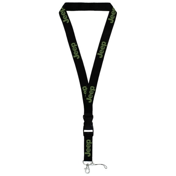 Jeep Logo Lanyard Key Chain (Green on Black)