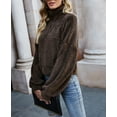 thumbnail image 3 of Fluffy Zip Up Sweater Brown X-Large, 3 of 6