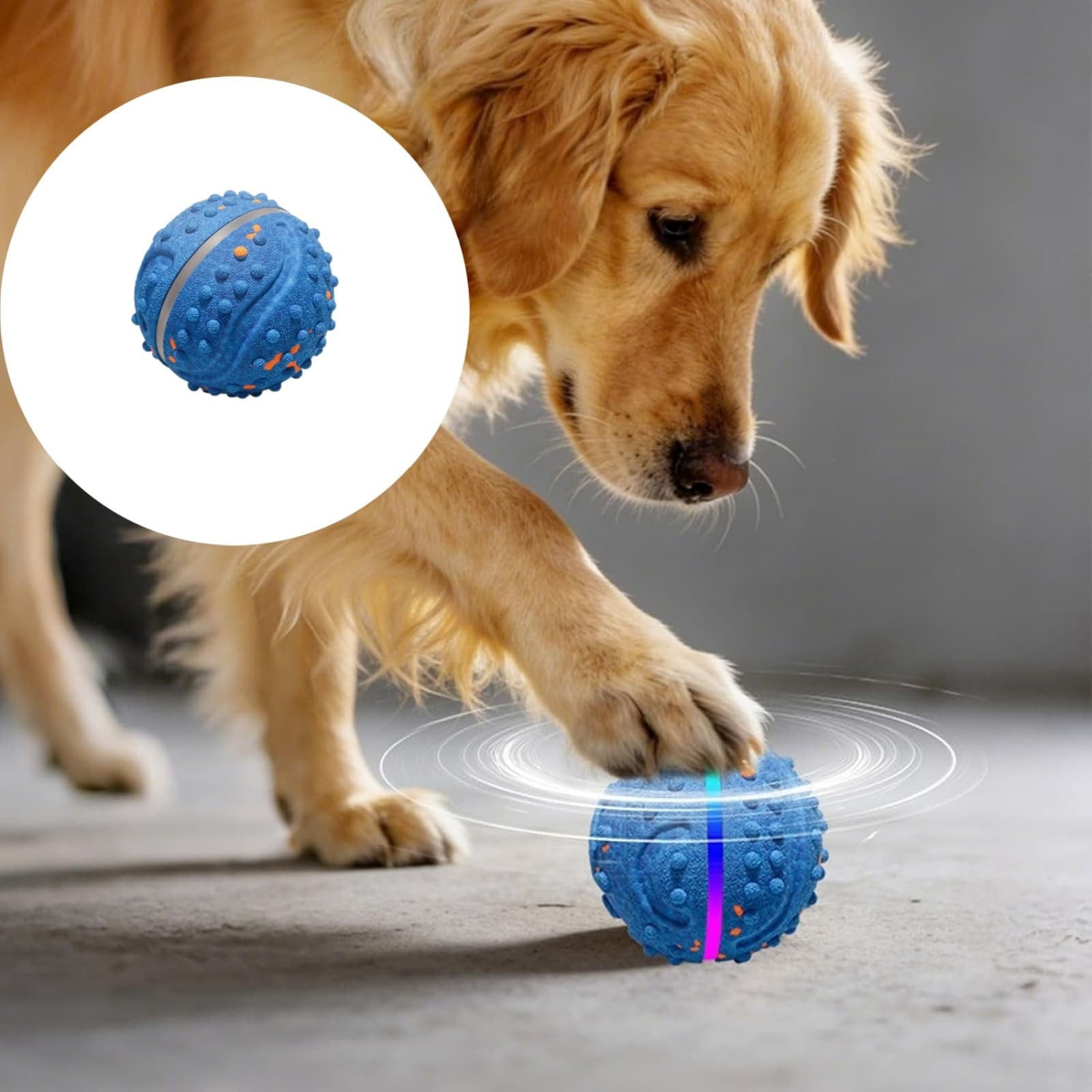 Automatic Rechargeable Self Moving Bouncing Flashing Lights Interactive Pet Toy 315 Inch for Small Medium Dogs Cats Indoor Outdoor Play