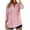 Pink Shirts for Women, variant on Womens Plaid Shirts Cotton Linen V Neck Buttons Tunic Shirt Trendy 3/4 Length Sleeve Spring Tops Loose Fit Comfy Daily Clothes Black M