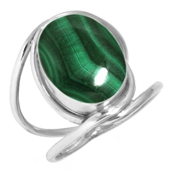 925 Sterling Silver Ring For Women - Men Green Genuine Malachite Gemstone Silver Ring Size 12 May Birthstone Costume Silver Ring Size 12 Easter Gift For Mom Gemstone 925 Silver Jewelry