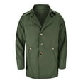 thumbnail image 4 of QHFBli Mens Classic Trench Coat Men's Classic Long Trench Coat with Lapel Collar Casual Outdoor Green XL, 4 of 7