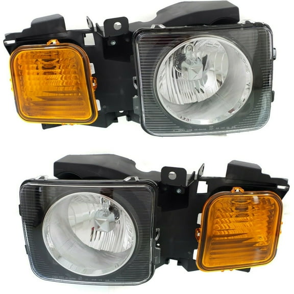 ZJYAIZD Headlight Set for Hummer for H3 /Base 06-10 & X 07-09 & Alpha 08-10 Left & Right W/ Bulb (2) Headlights Clear Lens 10819181 15951164