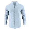 thumbnail image 5 of Vetsdori Mens Long Sleeve T-Shirts Linen Pocket Button down Winter Outdoor Casual Plain Stand-up collar Trendy Tops for Men, 5 of 9