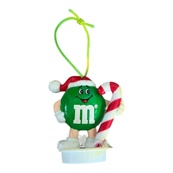 Ornament Green M&M M & M PVC Santa Candy cane Figure Figurine Charm Dangler New
