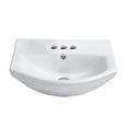 thumbnail image 4 of Small Wall Mount White Bathroom Sink 4" Faucet Hole and Overflow Space Saving Design Renovator's Supply, 4 of 5