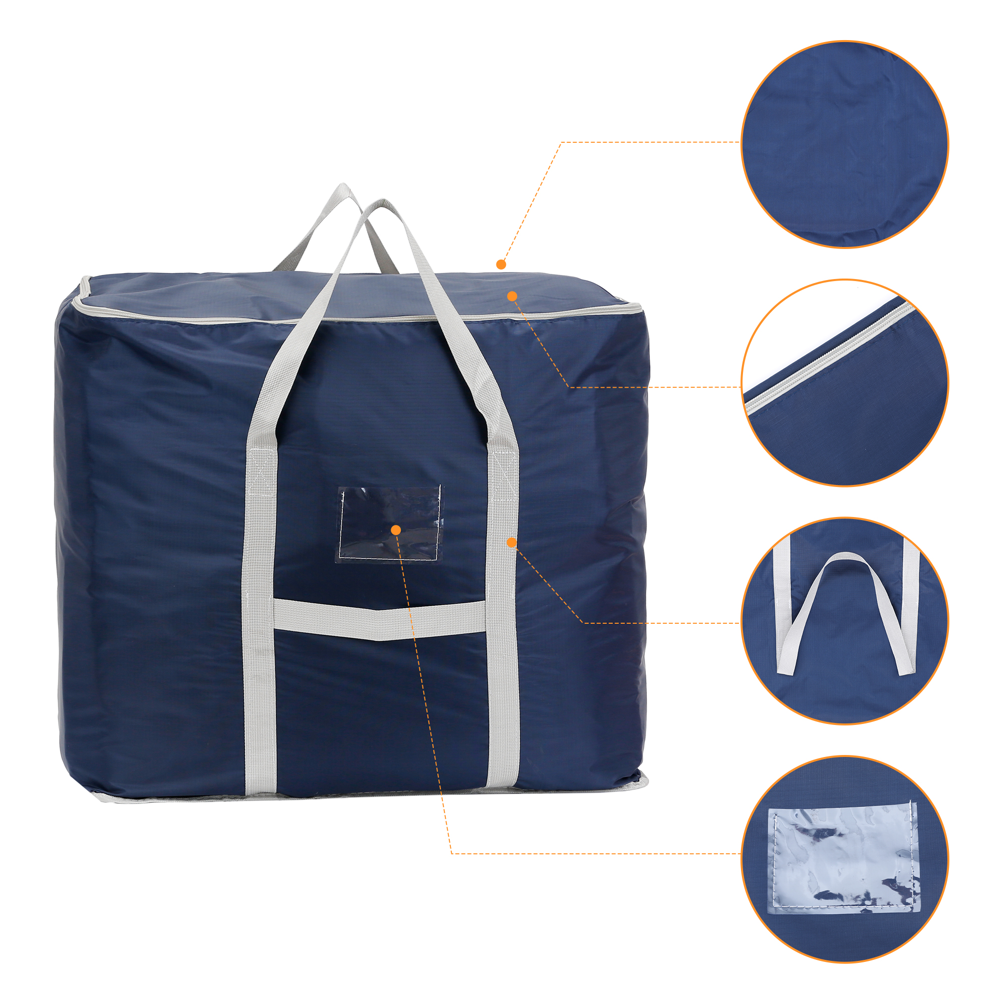 Unique Bargains 1 Pack Clothes Storage Bags Moving Bags Blue 67*24*22in