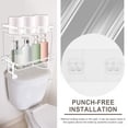 thumbnail image 5 of Dznils Over The Toilet Storage Shelf, 2-Tier Steel Bathroom Storage Organizer with Hooks, White, 5 of 13