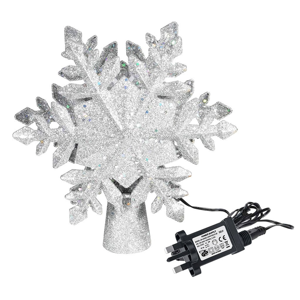Siaonvr Christmas Tree Topper Projector 3D Lighted Ornaments Snowflake