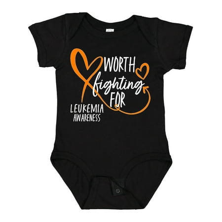 

Inktastic Worth Fighting for Leukemia Awareness Orange Heart Gift Baby Boy or Baby Girl Bodysuit