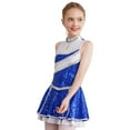 thumbnail image 3 of MSemis Girls Cheer Leader Uniform Dance Dress Shiny Sequin Sleeveless Dancewear Royal Blue 16, 3 of 7