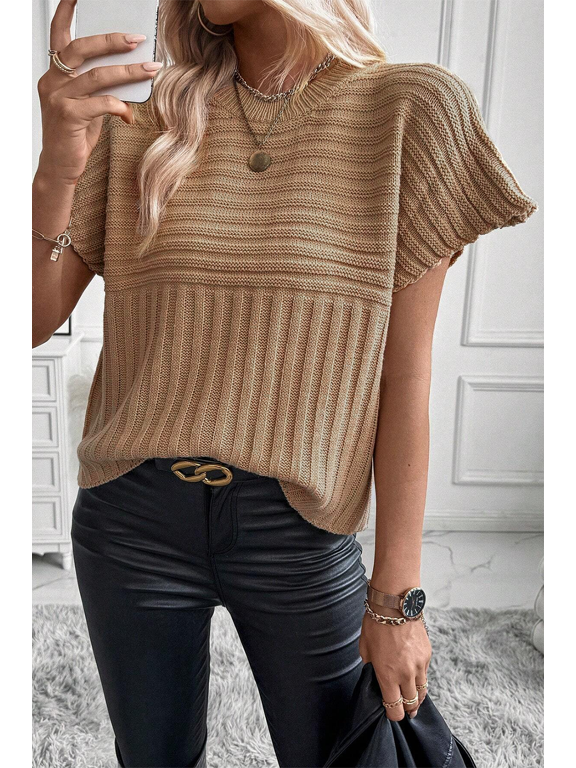 Versatile Beige Knit Sweater: Effortless Chic, Sizes 0-2