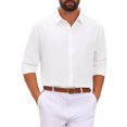 thumbnail image 4 of INSPIRE CHIC Men's Dress Shirt Textured Stripes Long Sleeve Button Down Shirt L White, 4 of 5