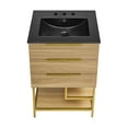 thumbnail image 4 of Carre 24 in. White Oak Bathroom Vanity With Black, 3-Hole Ceramic Sink Top, 4 of 9