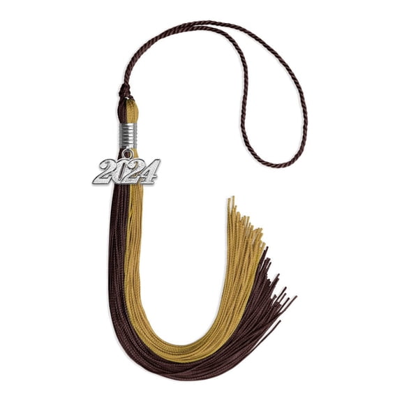 Endea Graduation Brown/Antique Gold Graduation Tassel with Silver Date Drop