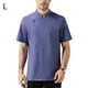 thumbnail image 2 of Cocina de algodón Uniforme de manga corta Cocina de verano delantal Botones Trajes cómodos Camisas para hombres Suministros para el hogar para restaurante azul L Eigraketly LF000328-09, 2 of 7