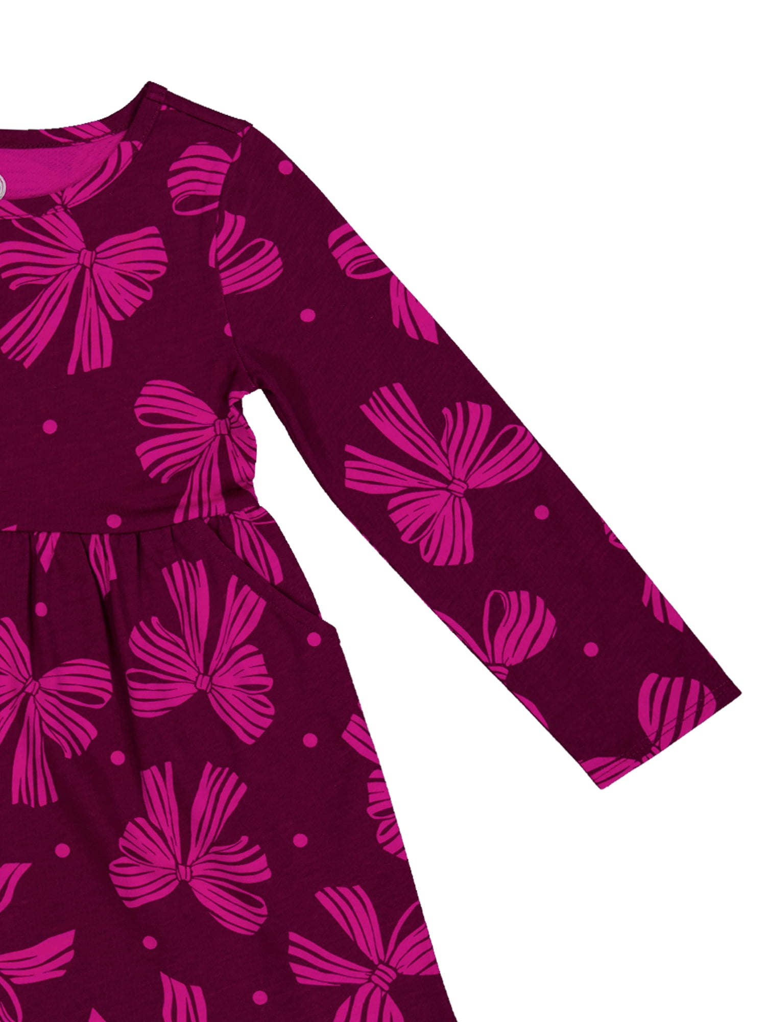 Wonder Nation Toddler Girls Long Sleeve Play Dress, Sizes 12M-5T