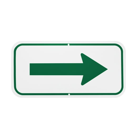 Uxcell 1-Pack Green Arrow Signs, 11.81 x 5.91 Aluminum Reflective One-way Arrow Sign for Outdoor Lawn Garden Decorations, Street Sign [White/Green]
