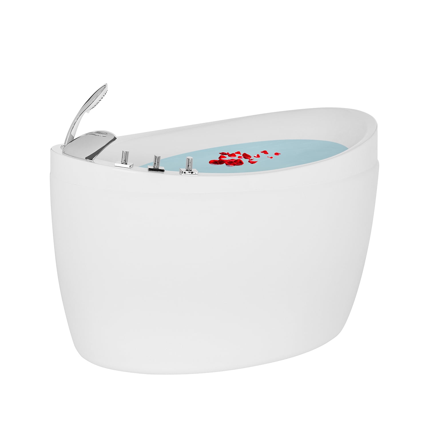 "EMPAVA 59"" W x 31.5"" D x 30.71"" H in. Oval Freestanding Air Jets Bathtub Deep Soaking Tub in White"