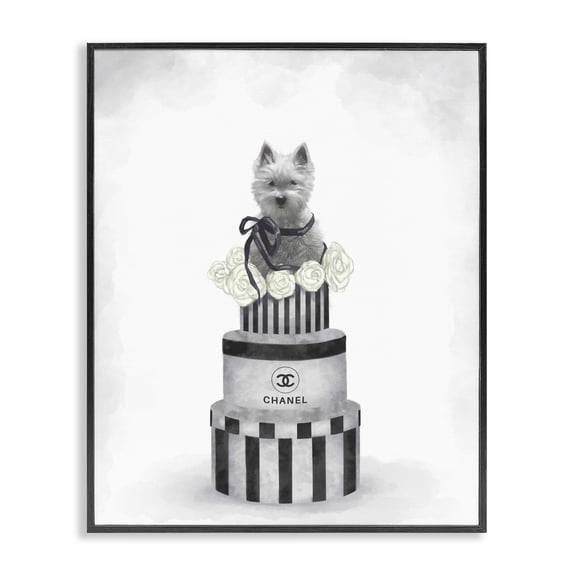 Stupell Industries Contemporary Fashion Dog Box Stack Grey Black Framed Giclee Art, 24 x 30, by Ziwei Li