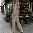 thumbnail image 4 of Zynoxe Womens Two Piece Sweatsuits Sets Casual Solid Color Zipper Hoodies and Wide Leg Pants Lounge Sets Trendy Soft Comfortable Matching Outfit Khaki S, 4 of 6