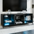 thumbnail image 3 of Fireplace TV Stand with LED Lights TV Console for TVs up to 70" Entertainment Center with Adjustable Glass Shelves Black, 3 of 11