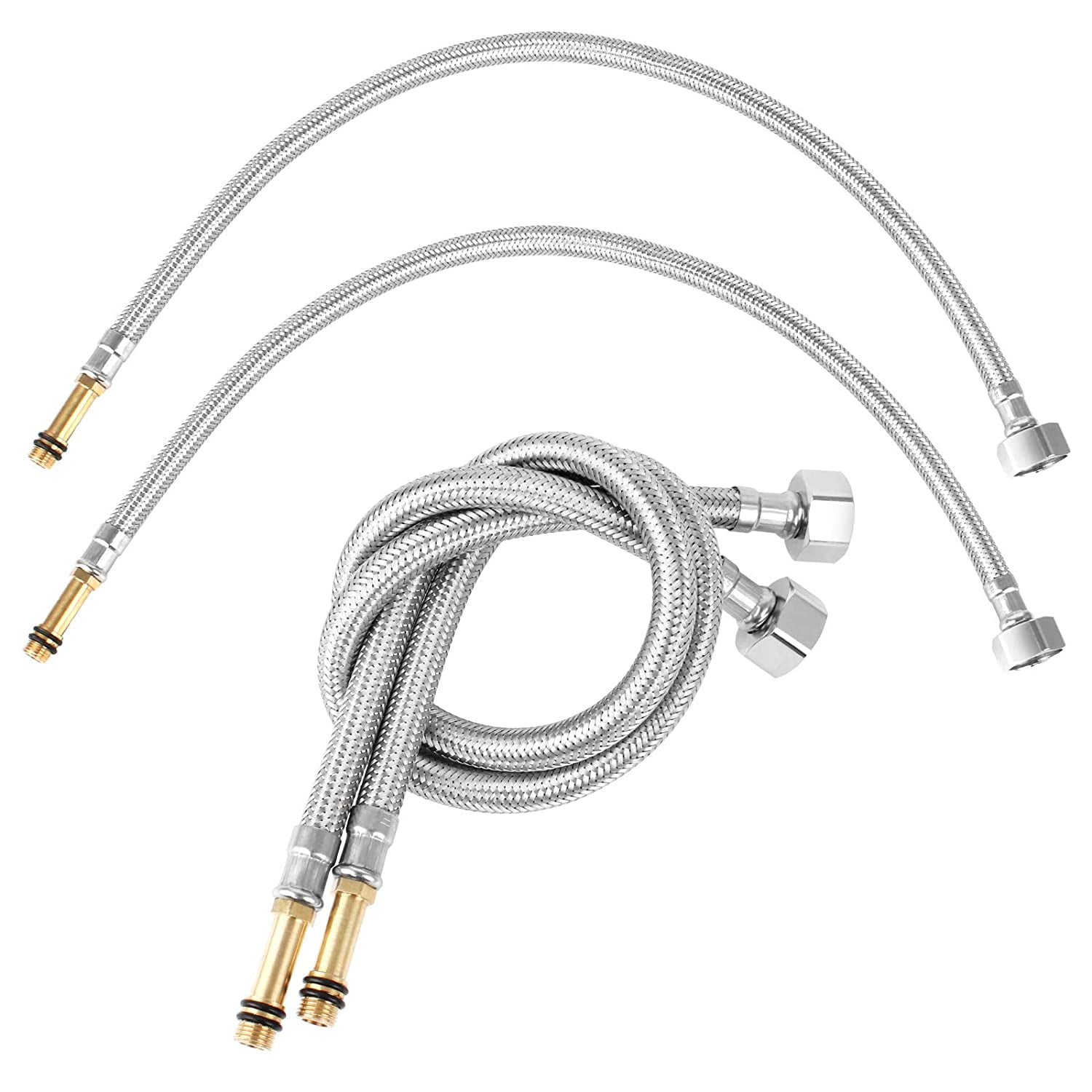 4 Packs Monobloc Flexible Tap Connectors, M10 x 1/2 BSP x 500mm