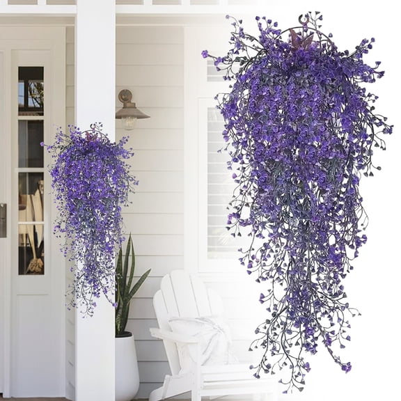 1pc Purple Artificial Wall Hanging Flower Golden Bell Willow A Vine Hanging Plants by Miyuadkai Ferns Wall Plants Greenery Garland Room Decor Home Garden Wedding Indoor Outdoor Decorations