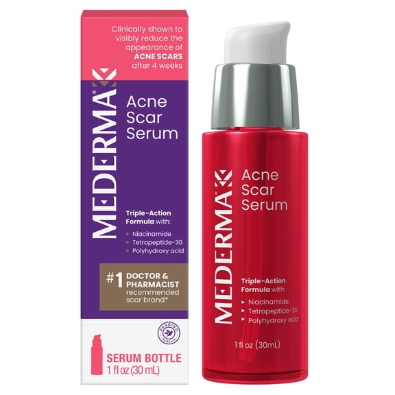 Mederma Acne Scar Serum ā Triple-Action Formula with Niacinamide, Tetrapeptide-30, and Polyhydroxy acid ā Clinically Shown to Lighten Acne Scars, 1 Fl. Oz.