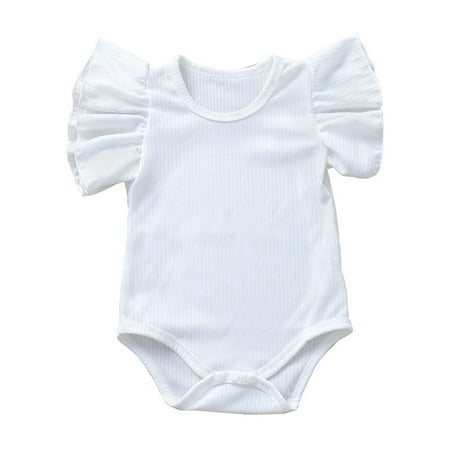 

Pimfylm Toddle Bodysuits Baby-girls Short Sleeve Onesies Bodysuits Summer White 0-6 Months