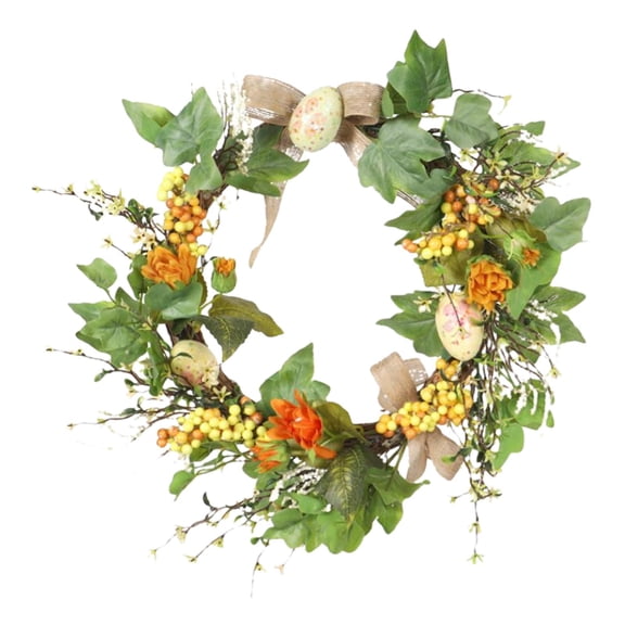 Artificial Easter Wreath Birds Egg Gifts Artificial Garland Decoration Welcome Wreath for Doors Mirror All Year Holiday