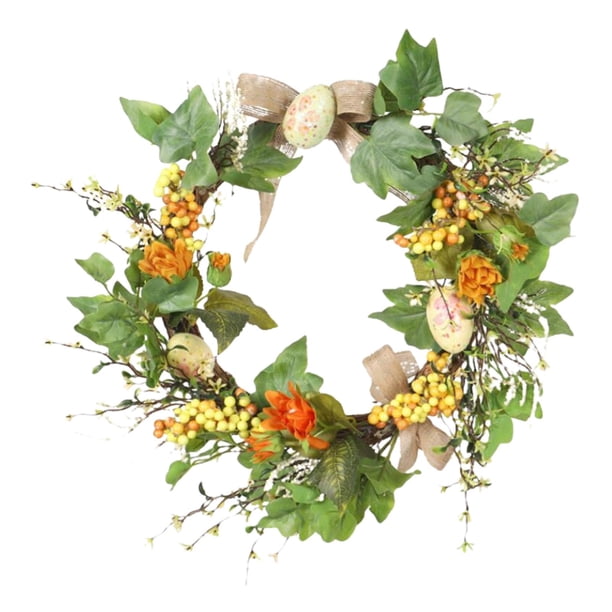 de Pascua artificial Pájaros Huevos Decoración artificial simuda Decoración para puertas interior y exterior Porche Todo SM SunniMix Corona de Pascua hecha a mano