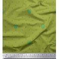 thumbnail image 1 of Soimoi Green Rayon Crepe Fabric Leaves & Asterisk Symbol Decor Fabric Printed Yard 46 Inch Wide, 1 of 3