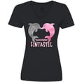 thumbnail image 3 of Inktastic You're Flippin' Fintastic Dolphins Women's V-Neck T-Shirt, 3 of 5