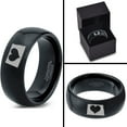 thumbnail image 4 of Tungsten North Dakota The Peace Garden State Heart Band Ring 8mm Men Women Comfort Fit Black Dome Polished, 4 of 4