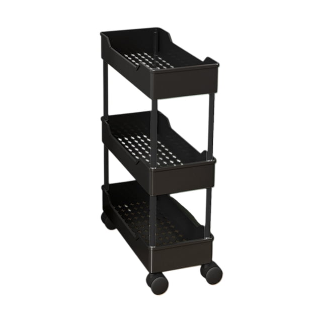 Leodye Chariot de Rangement à 4 Niveaux, Chariot Utilitaire Multifonction à Roulettes pour Cuisine, Organisateur de Rangement, Chariot d'Étagères Mobile avec Roues Verrouillables pour Salle de Bain-34.7 * 15.8 * 5.9 Po